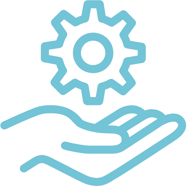 a hand with a gear hovering above it