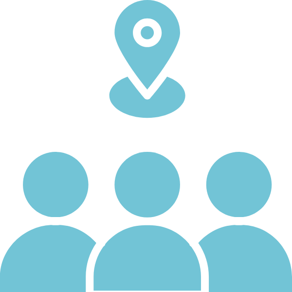 a map location and the outline of three generic people