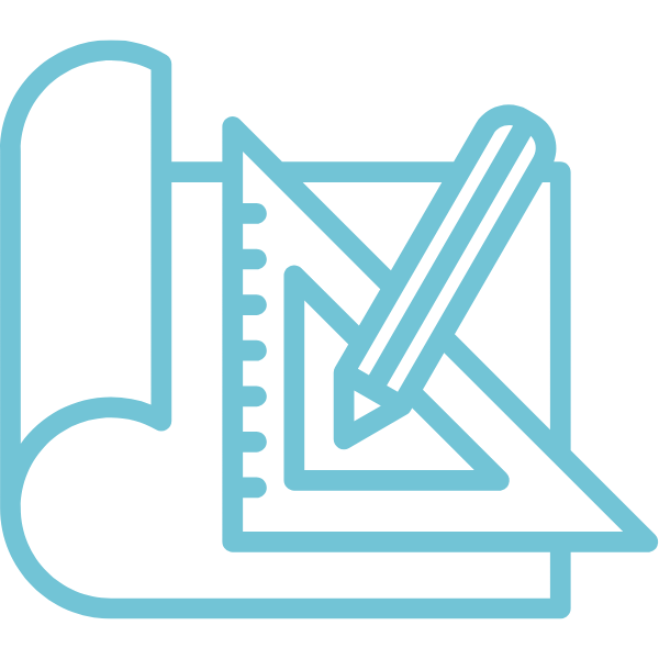 icon of square ruler and pencil on a sheet of paper